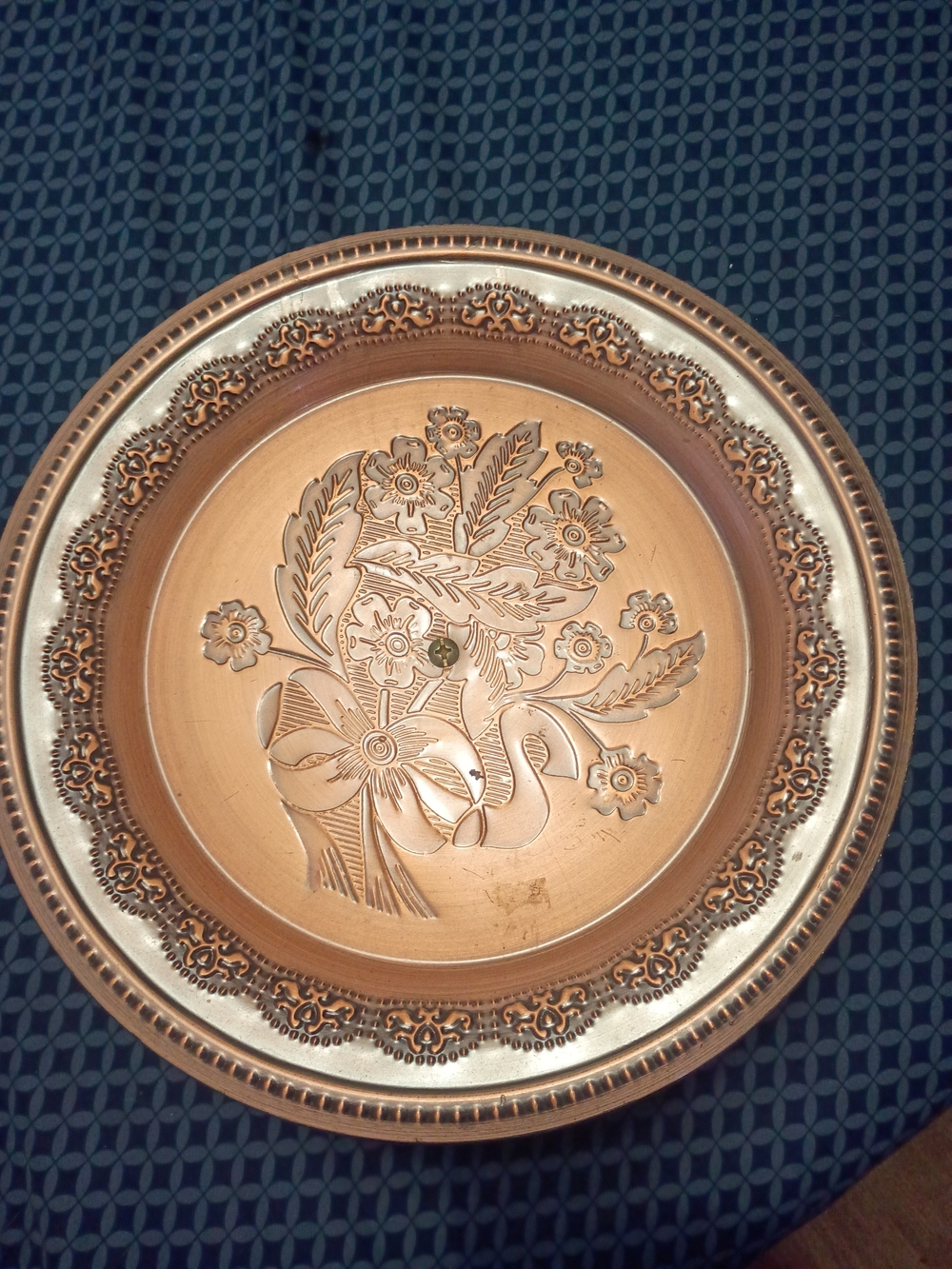 Decorative Copper Cake l Plate Or Pie Stand with Floral Engraving